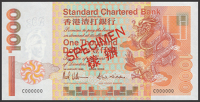 Standard Chartered Bank, Hong Kong, specimen $1000, 1 January 1993, serial number C000000, Waller and Nicolle...