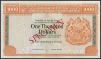 Hong Kong & Shanghai Banking Corporation, specimen $1000, ND (1977), no serial number or signatures, red SPECIMEN...