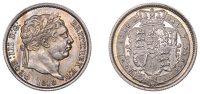 George III (1760-1820), New coinage, Shilling, 1818, re-cut date, second 8 high, 5.67g/12h (ESC 2151; S 3790)....