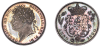 George IV (1820-1830), Pattern Shilling, 1820, in silver, by B. Pistrucci and J.-B. Merlen, laureate bust left,...