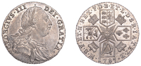 George III (1760-1820), Pre-1816 issues, Shilling, 1787, with semée of hearts (ESC 2129; S 3746). Good extremely...