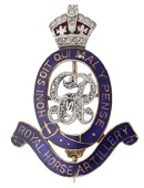 Regimental interest: An enamel and diamond Royal Horse Artillery sweetheart brooch, the crown and George VI cypher...