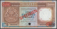 Hong Kong & Shanghai Banking Corporation, specimen $500, 1 January 1990, serial number AW000000, specimen number...