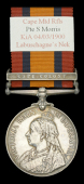 The Queen’s South Africa medal awarded to Private S. Morris, Cape Mounted Rifles, a confirmed Jameson Raider who...