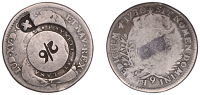 Scotland, NEW LANARK (Lanarkshire), Lanark Mills, a France, Louis XV, Half-Ecu, 1730 9, Rennes, obv. countermarked...