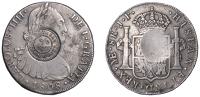 Scotland, Rothesay (Bute), Rothsay Cotton Works, a PERU, Charles IIII, 8 Reales, 1808jp, Lima, obv. countermarked...