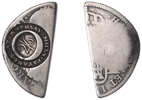 Scotland, Rothesay (Bute), Rothsay Mills, a cut half-segment of an Spanish-American 8 Reales, date and moneyer...