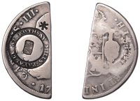 Scotland, Rothesay (Bute), Rothsay Mills, a cut half-segment of a Charles III, 8 Reales, 17--, mint and moneyer...