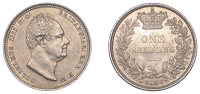 William IV (1830-1837), Shilling, 1836, 5.65g/6h (ESC 2494; S 3835). Extremely fine	 £180-£220