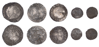 Elizabeth I, Third issue, Halfgroat, mm. coronet, without rose or date, 1.01g/2h (N 1999; S 2567); Fifth issue,...
