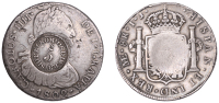 England, Cromford (Derbyshire), a PERU, Charles IIII, 8 Reales, 1802ij, Lima, obv. countermarked cromford ·...