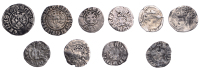 Edward III, Third coinage, Halfpennies (5), 0.54g/6h, 0.41g/7h, 0.59g/2h, 0.48g/1h, 0.53g/3h (S 1557); Edward IV,...