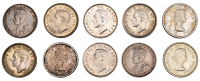 Canada, George V, 25 Cents (2), 1919, 1935, both Ottawa (KM. 24, 24a); George VI, 25 Cents (2), 1937, 1949, both...
