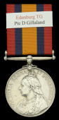Queen’s South Africa 1899-1902, no clasp (Pte. D. Gillaland. Edenburg Tn: Gd:) nearly very fine 	 £60-£80