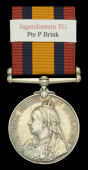 Queen’s South Africa 1899-1902, no clasp (Pte. P. Brink. Jagersftn: T.G.) edge bruising, nearly very fine	 £60-£80