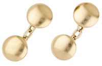 A pair of 18ct gold cufflinks, 1891, the domed roundels with polished finish, to chain connectors, maker’s mark...