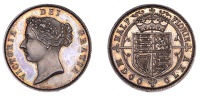Victoria (1837-1901), Pattern Half-Florin, 1865, in silver, by C. Wiener and W.J. Taylor, bust left, wearing wreath...
