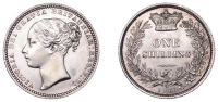 Victoria (1837-1901), Shilling, 1870, die 19, 5.66g/6h (ESC 3038; S 3906A). Obverse bright from past cleaning,...