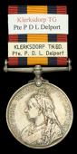 Queen’s South Africa 1899-1902, no clasp (Pte. P. D. L. Delport. Klerksdorp Tn: Gd:) very fine	 £60-£80