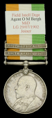 King’s South Africa 1901-02, 2 clasps, South Africa 1901, South Africa 1902 (Agent O. M. Bergh. F.I.D.) nearly...