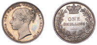 Victoria (1837-1901), Shilling, 1874, crosslet 4, die 5, 5.67g/6h (ESC 3044; S 3906A). Practically mint state,...