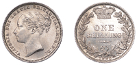 Victoria (1837-1901), Shilling, 1886, 5.68g/6h (ESC 3078; S 3907). Brilliant mint state, reverse proof-like, an...