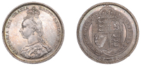 Victoria (1837-1901), Shilling, 1887, Jubilee, 5.65g/12h (ESC 3137; S 3926). Brilliant mint state, toned	 £50-£70