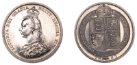 Victoria (1837-1901), Proof Shilling, 1887, Jubilee, edge grained, 5.68g/12h (ESC 3138; S 3926). Two tiny spots on...