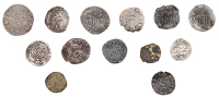 Richard II, Halfpenny, type II, 0.40g/9h (N 1331b; S 1699); Henry VI, Annulet issue, Penny, London, 0.70g/9h,...