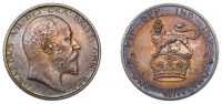 Edward VII (1901-1910), Proof Shilling, 1902, edge grained, 5.65g/12h (ESC 3588; S 3982). Matt, as struck, rich blue...