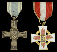 Germany, Bavaria, First Service Cross, bronze, for 25 years’ service; Baden-Württemberg, Fire Service Cross, gilt...
