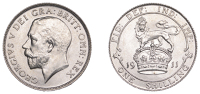 George V (1910-1936), Shilling, 1911, hollow neck, 5.67g/12h (ESC 3799; Davies/Groom 1+A; S 4013). Good extremely...