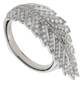 An 18ct gold and diamond dress ring by Kat Florence, designed as a fern leaf, set throughout with brilliant-cut...