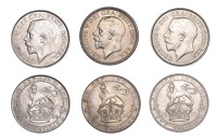 George V (1910-1936), Shillings (3), 1924, 5.65g/12h (ESC 3820; S 4023A); 1925, 5.67g/12h (ESC 3823; S 4023A); 1926,...