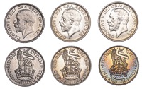 George V (1910-1936), Shillings (3), 1931, 5.65g/12h (ESC 3839; S 4039); 1932, 5.67g/12h (ESC 3842; S 4039); 1933,...