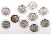 George VI (1936-1952), Shillings (10), all English type, 1937-45 inclusive, 1946 (Davies/Groom 1+A) (ESC 4120, 4123,...