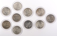 George VI (1936-1952), Shillings (10), all Scottish type, 1937-46 inclusive (ESC 4149, 4153, 4156, 4159, 4161, 4164,...