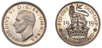 George VI (1936-1952), Proof Shilling, 1939, English type, edge grained, 5.65g/12h (ESC 4127). Brilliant FDC,...