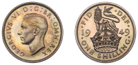 George VI (1936-1952), Proof Shilling, 1949, English type, edge grained, 5.66g/12h (ESC 4194). Brilliant FDC,...