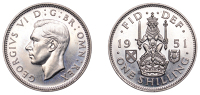 George VI (1936-1952), Proof Shilling, 1951, Scottish type, edge grained, 5.67g/12h (ESC 4212; S 4109). Brilliant...