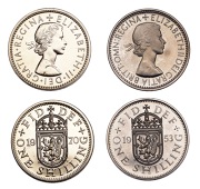 Elizabeth II (1952-2022), Sterling issues, Proof Shillings (2), both Scottish type, 1953, edge grained, 5.61g/12h...