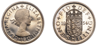 Elizabeth II (1952-2022), Sterling issues, Proof Shilling, 1954, English type, edge grained, 5.62g/12h (ESC 4451)....