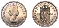 Elizabeth II (1952-2022), Sterling issues, Proof Shilling, 1955, English type, wider gap shield to legend, edge...