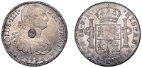 George III (1760-1820), Emergency issues, MEXICO, Charles IV, 8 Reales, 1794fm, Mexico City, obv. countermarked with...