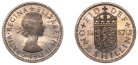 Elizabeth II (1952-2022), Sterling issues, Proof Shilling, 1957, English type, edge grained, 5.61g/12h (ESC 4461)....