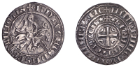 Low Countries, Beaumont, Baudouin d’Avesnes (1246-1288), Double Esterlin, +b. d’avenis dns belimotis, horseman...