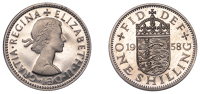 Elizabeth II (1952-2022), Sterling issues, Proof Shilling, 1958, English type, edge grained, 5.62g/12h (ESC 4464)....
