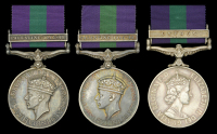 General Service 1918-62, 1 clasp (3), Palestine 1945-48 (2) (22209006 Gnr. R. Sargeant. R.A.; 14838004 Pte. A....