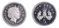 Elizabeth II (1952-2022), Decimal issues, Proof Five Pence, 2008, Rank-Broadley type, in platinum, edge grained, 12h...