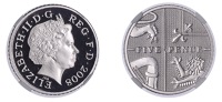 Elizabeth II (1952-2022), Decimal issues, Proof Five Pence, 2008, Rank-Broadley/Dent type, in platinum, edge...